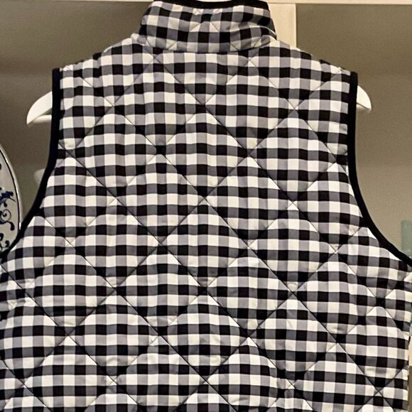 J. Crew Mercantile Women's Vest Quilted Blue White Gingham Check Size Large - Picture 5 of 8